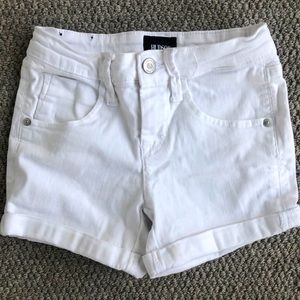 Girls Hudson White Denim Cuffed Shorts - Size 7